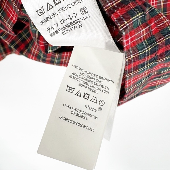 Polo Ralph Lauren Girls' Size 10 Bell-Sleeve Red Plaid Top Blouse - Picture 5 of 7